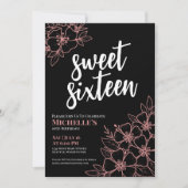 16バラ金ゴールドフローラSweet sixteen誕生日パーティー 招待状 (正面)