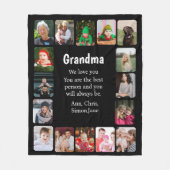 16パーソナライズされたフォトコラージュおばあちゃんブラック フリースブランケット (正面)