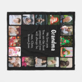 16パーソナライズされたフォトコラージュおばあちゃんブラック フリースブランケット (正面(横))