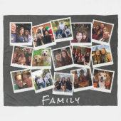 16パーソナライズされたフォトコラージュファミリーフレーム フリースブランケット (正面(横))