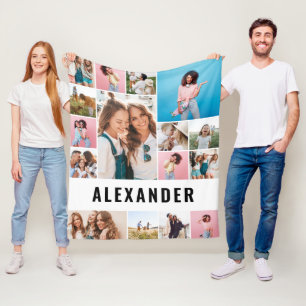 16パーソナライズされた枚の最高の写真モダン友 フリースブランケット