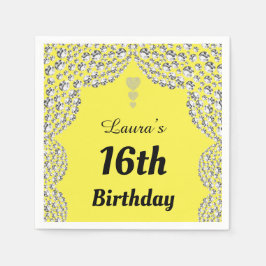 16パーソナライズされた番目または年齢パーティーのナプキンの編集 スタンダードカクテルナプキン