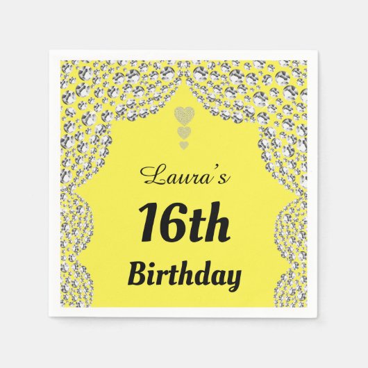 16パーソナライズされた番目または年齢パーティーのナプキンの編集 スタンダードカクテルナプキン (正面)
