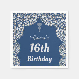 16パーソナライズされた番目または年齢パーティーのナプキンの編集 スタンダードカクテルナプキン