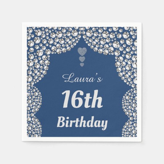 16パーソナライズされた番目または年齢パーティーのナプキンの編集 スタンダードカクテルナプキン (正面)