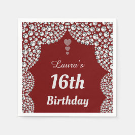 16パーソナライズされた番目または年齢パーティーのナプキンの編集 スタンダードカクテルナプキン