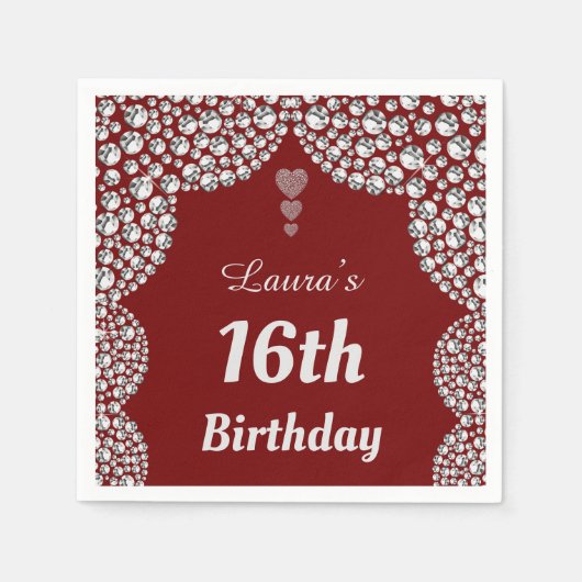 16パーソナライズされた番目または年齢パーティーのナプキンの編集 スタンダードカクテルナプキン (正面)