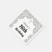 16パーソナライズされた番目または年齢パーティーのナプキンの編集 スタンダードカクテルナプキン (角)