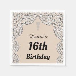 16パーソナライズされた番目または年齢パーティーのナプキンの編集 スタンダードカクテルナプキン