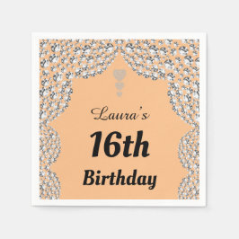 16パーソナライズされた番目または年齢パーティーのナプキンの編集 スタンダードカクテルナプキン