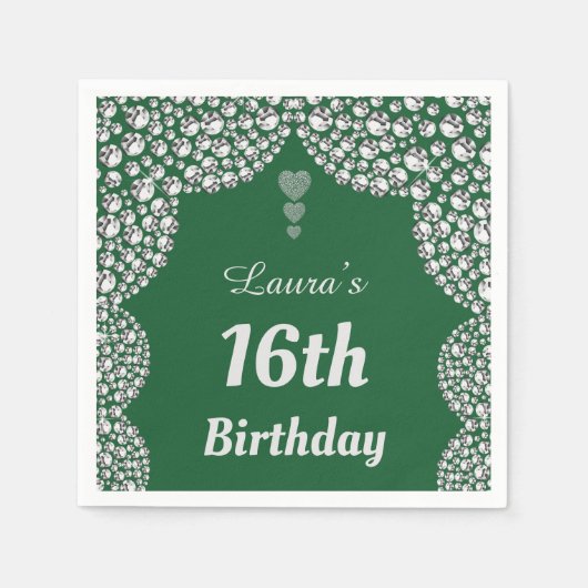 16パーソナライズされた番目または年齢パーティーのナプキンの編集 スタンダードカクテルナプキン (正面)