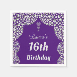 16パーソナライズされた番目または年齢パーティーのナプキンの編集 スタンダードカクテルナプキン