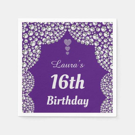 16パーソナライズされた番目または年齢パーティーのナプキンの編集 スタンダードカクテルナプキン (正面)