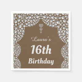 16パーソナライズされた番目または年齢パーティーのナプキンの編集 スタンダードカクテルナプキン