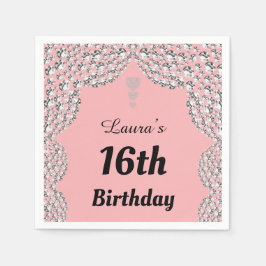 16パーソナライズされた番目または年齢パーティーのナプキンの編集 スタンダードカクテルナプキン