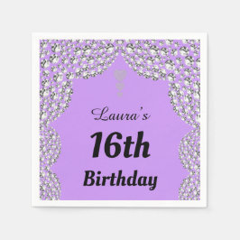 16パーソナライズされた番目または年齢パーティーのナプキンの編集 スタンダードカクテルナプキン