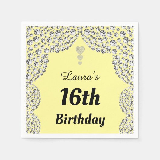 16パーソナライズされた番目または年齢パーティーのナプキンの編集 スタンダードカクテルナプキン (正面)