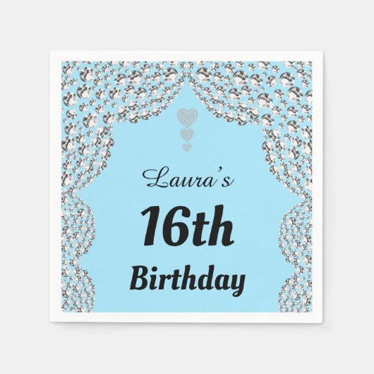 16パーソナライズされた番目または年齢パーティーのナプキンの編集 スタンダードカクテルナプキン (正面)
