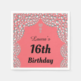 16パーソナライズされた番目または年齢パーティーのナプキンの編集 スタンダードカクテルナプキン