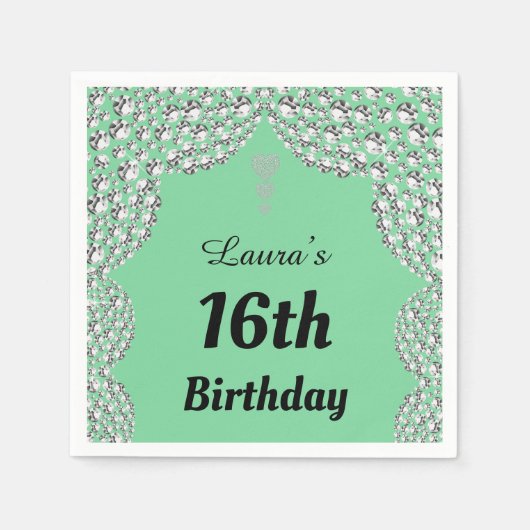 16パーソナライズされた番目または年齢パーティーのナプキンの編集 スタンダードカクテルナプキン (正面)