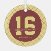 16パーソナライズされた誕生日モダン及びエレガント ガラスオーナメント (正面)