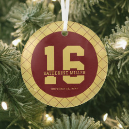 16パーソナライズされた誕生日モダン及びエレガント ガラスオーナメント