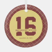 16パーソナライズされた誕生日モダン及びエレガント ガラスオーナメント (正面)