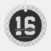 16パーソナライズされた誕生日モダン及びエレガント ガラスオーナメント (正面)