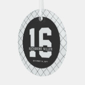 16パーソナライズされた誕生日モダン及びエレガント ガラスオーナメント (正面左)