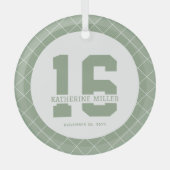 16パーソナライズされた誕生日モダン及びエレガント ガラスオーナメント (正面)