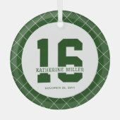 16パーソナライズされた誕生日モダン及びエレガント ガラスオーナメント (正面)