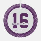 16パーソナライズされた誕生日モダン及びエレガント ガラスオーナメント (正面)