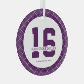 16パーソナライズされた誕生日モダン及びエレガント ガラスオーナメント (正面右)