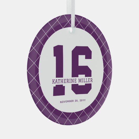 16パーソナライズされた誕生日モダン及びエレガント ガラスオーナメント (正面右)