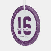 16パーソナライズされた誕生日モダン及びエレガント ガラスオーナメント (正面左)