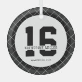 16パーソナライズされた誕生日モダン及びエレガント ガラスオーナメント (正面)