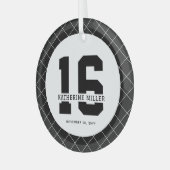 16パーソナライズされた誕生日モダン及びエレガント ガラスオーナメント (正面左)