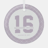 16パーソナライズされた誕生日モダン及びエレガント ガラスオーナメント (正面)