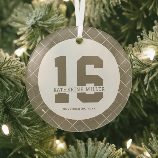 16パーソナライズされた誕生日モダン及びエレガント ガラスオーナメント (インサイチュ)
