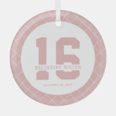 16パーソナライズされた誕生日モダン及びエレガント ガラスオーナメント (正面)