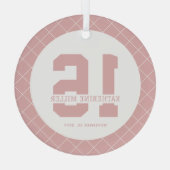 16パーソナライズされた誕生日モダン及びエレガント ガラスオーナメント (裏面)