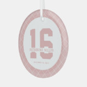 16パーソナライズされた誕生日モダン及びエレガント ガラスオーナメント (正面左)