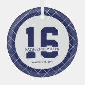 16パーソナライズされた誕生日モダン及びエレガント ガラスオーナメント (正面)