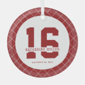 16パーソナライズされた誕生日モダン及びエレガント ガラスオーナメント (正面)