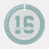 16パーソナライズされた誕生日モダン及びエレガント ガラスオーナメント (正面)