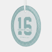 16パーソナライズされた誕生日モダン及びエレガント ガラスオーナメント (正面左)