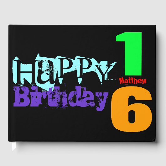 16パーソナライズされた誕生日HCGBポップ・アートの ゲストブック (正面)