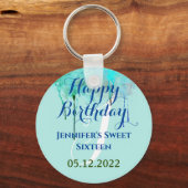 16パーソナライズされた誕生日Sweet sixteen党の好意 キーホルダー (正面)