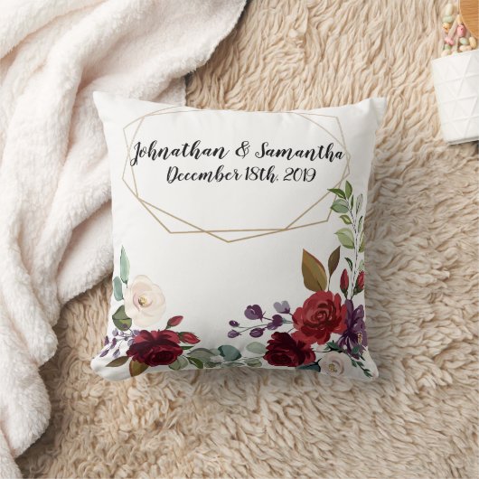 16パーソナライズされた"x16"装飾用クッションホワイトローズ金ゴールド クッション (ブランケット)