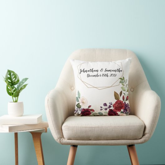 16パーソナライズされた"x16"装飾用クッションホワイトローズ金ゴールド クッション (椅子)